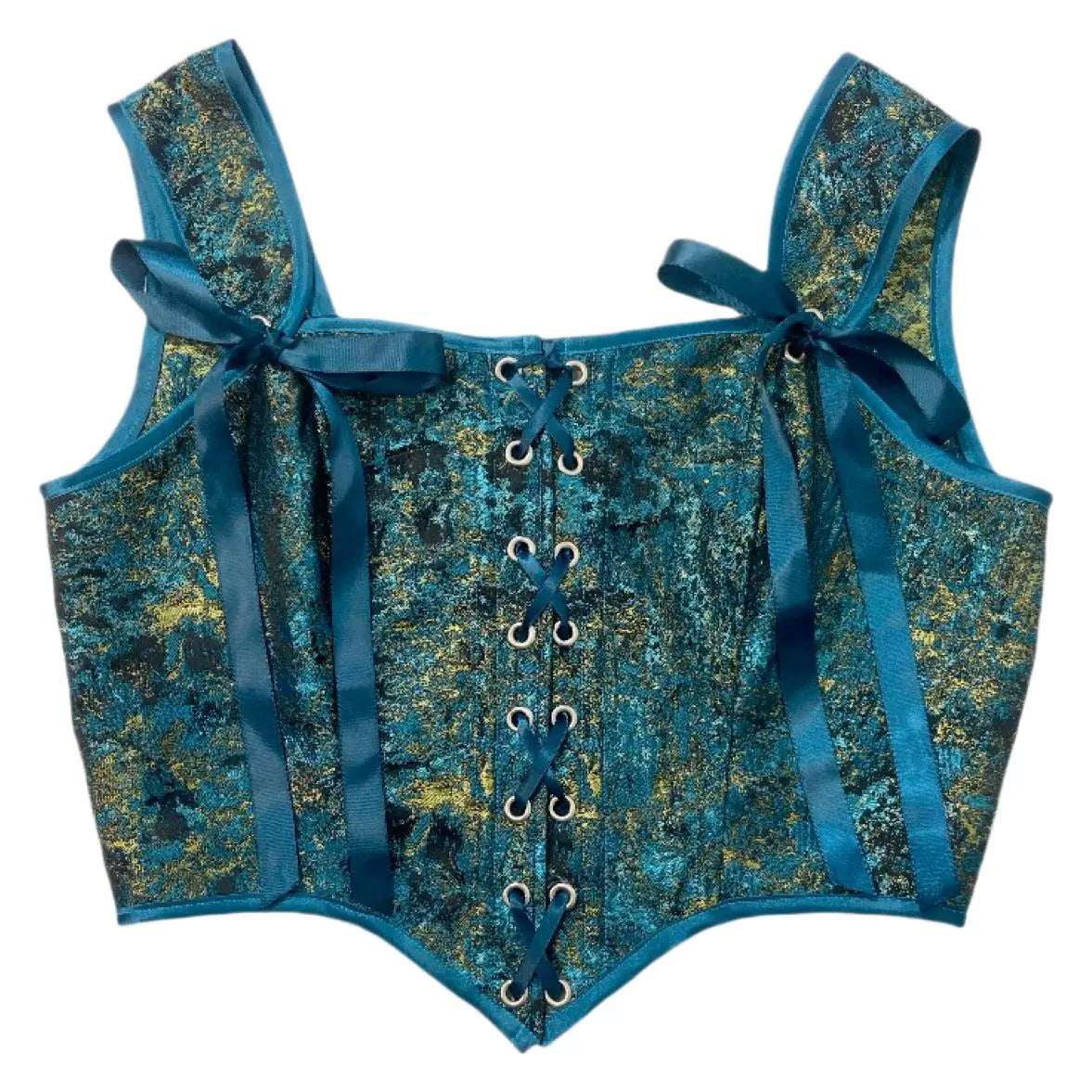 Jacquard Blue Double Shoulder Strap Adjustable Women Tube Top Chest Support Corset