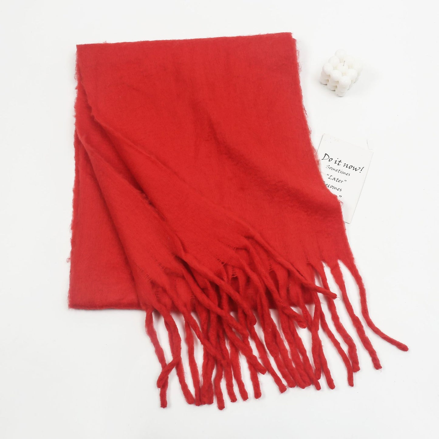 Mohair Solid Color All Matching Scarf Thickened Couple Bib Shawl One Size Red