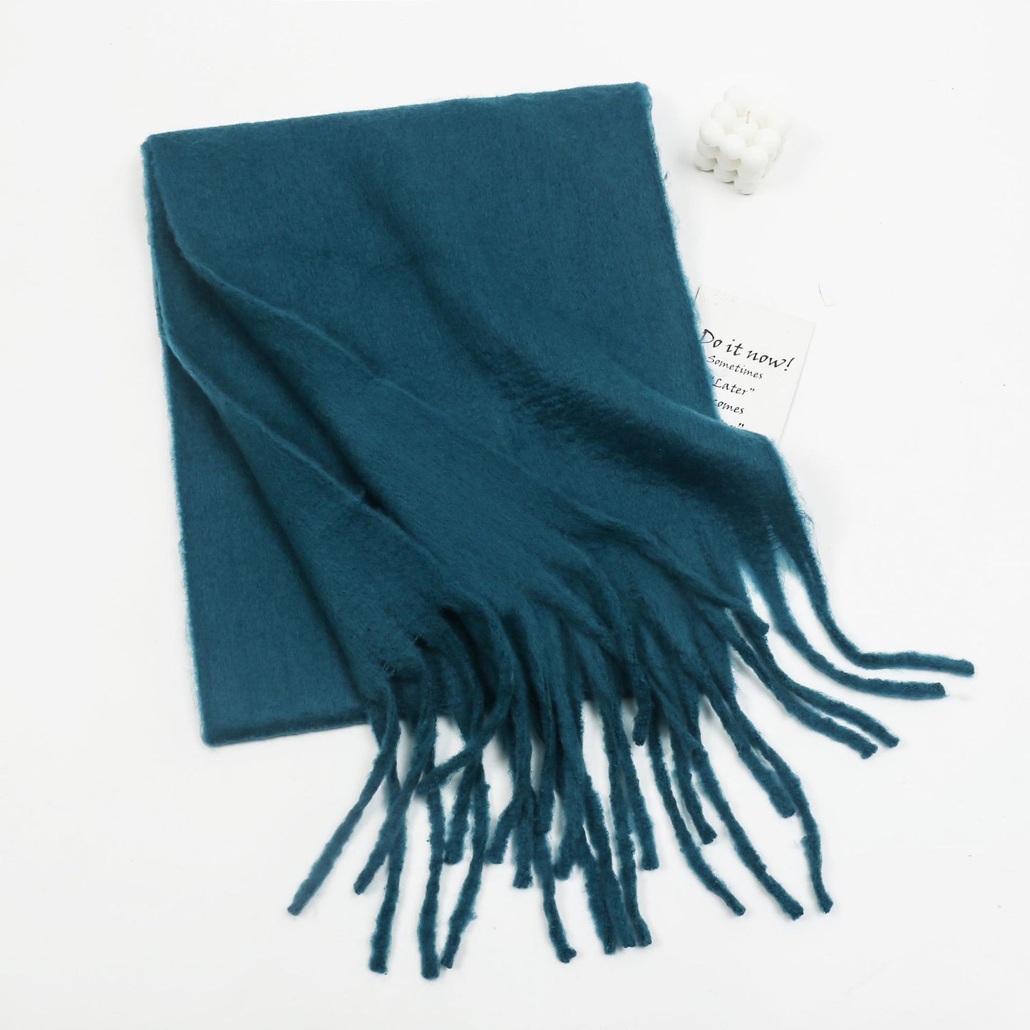 Mohair Solid Color All Matching Scarf Thickened Couple Bib Shawl One Size Ink Blue