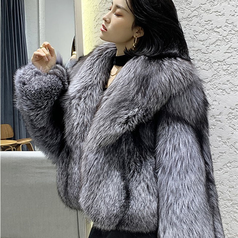 Women Fur Coat Short Faux Fur Whole Fur Coat Autumn Winter Casual Women Jacket