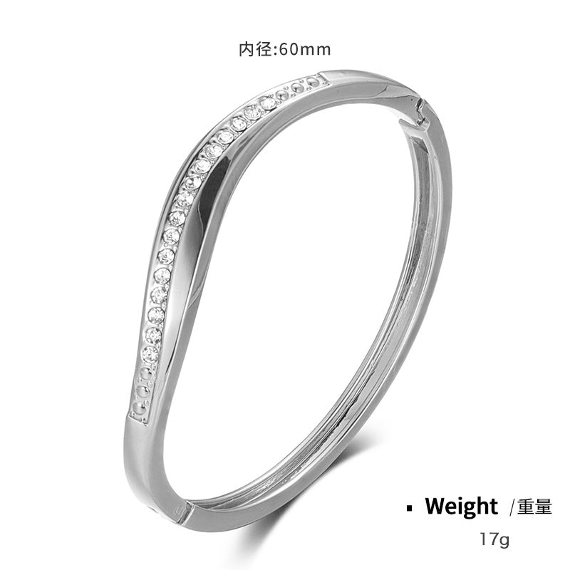 Bracelet Women High End Fashionable Mirror Polished Open Geometric Abstract Irregular Asymmetric Punk Bracelet One Size Silver