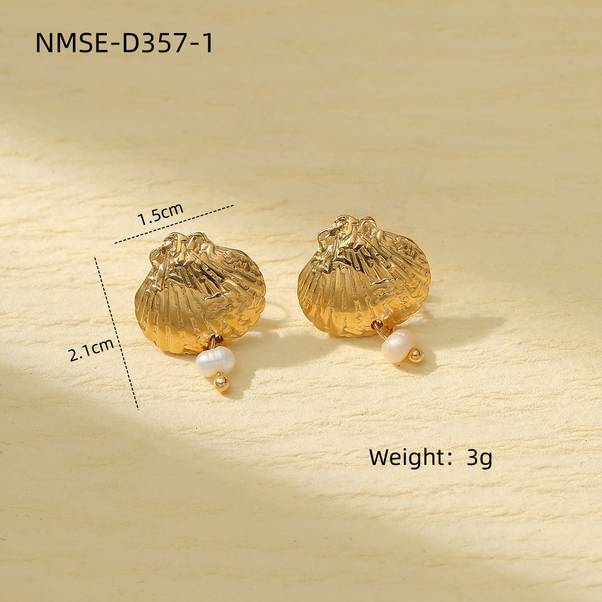 Marine Scallop Titanium Steel Earrings Affordable Luxury High Grade Personality Trendy Stainless Steel Studs Earrings One Size NMSE-D357-1 Gold