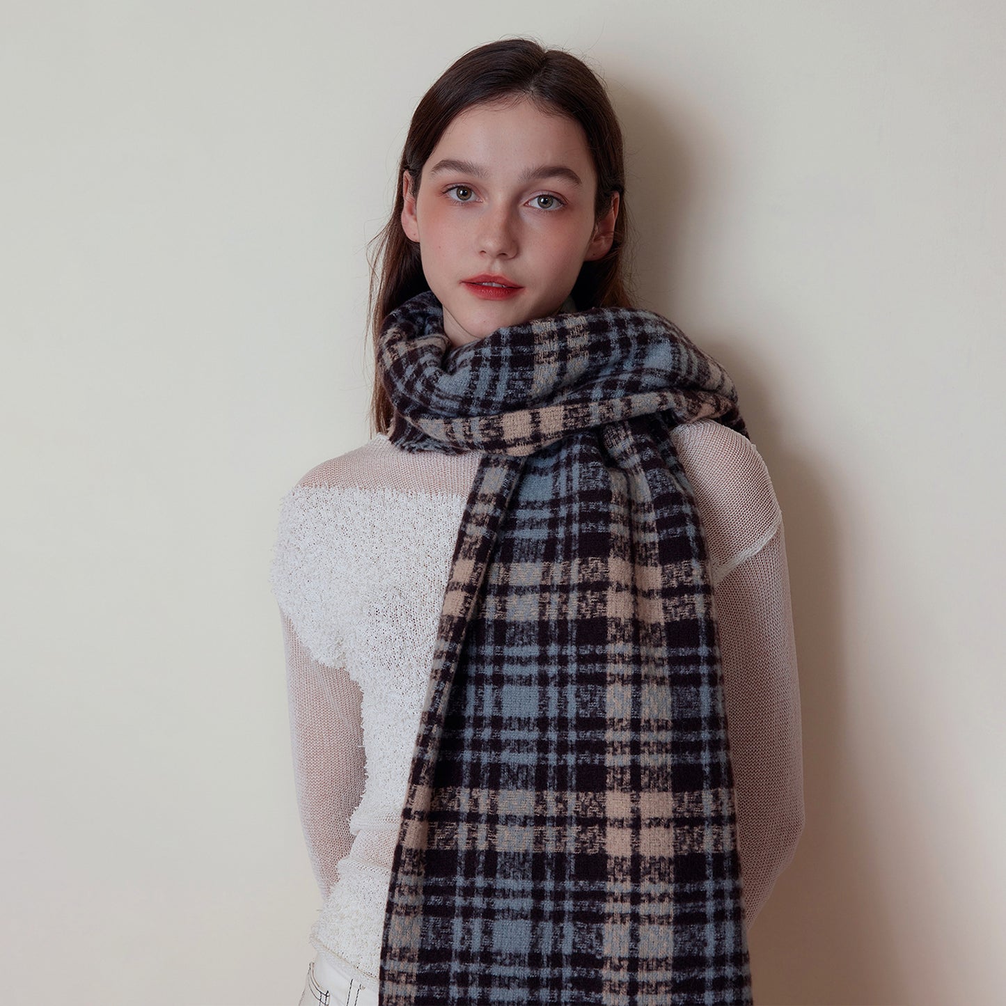 Korean British Cashmere like Vintage Plaid Scarf Winter Women Warm Shawl Shawl Scarf