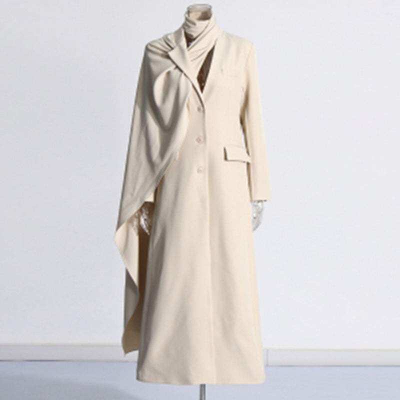 Simple Coat for Women Autumn Elegant Comfort Casual Slim Fit Polo Collar Solid Color Long Trench Coat Apricot