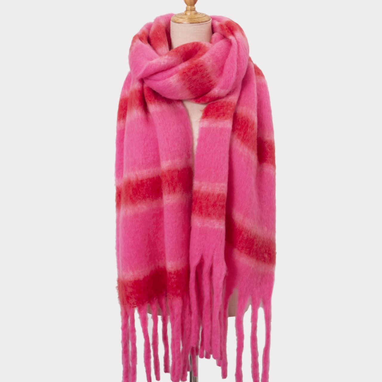 Offers Autumn Winter Thickened Circle Yarn Thick Braid Tassel Stripes Artificial Cashmere Scarf