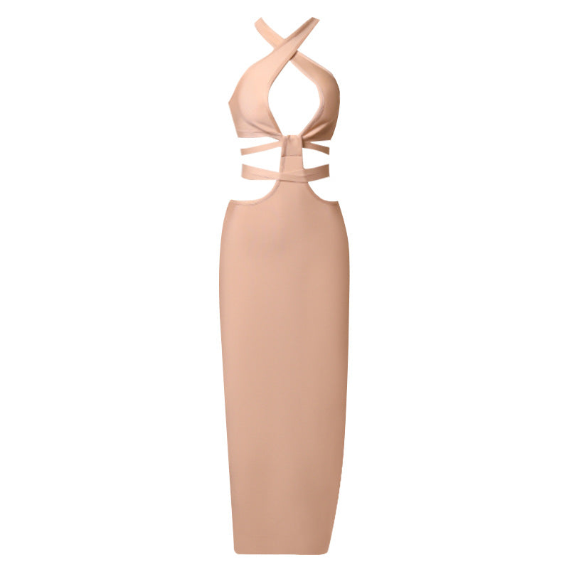 Dress Summer Hollow Out Cutout Design Halter Dress Bandage Sexy Hip