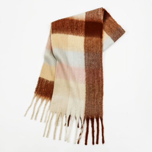 Plaid Scarf Women Mohair Korean Tassel Couple Thickened Shawl