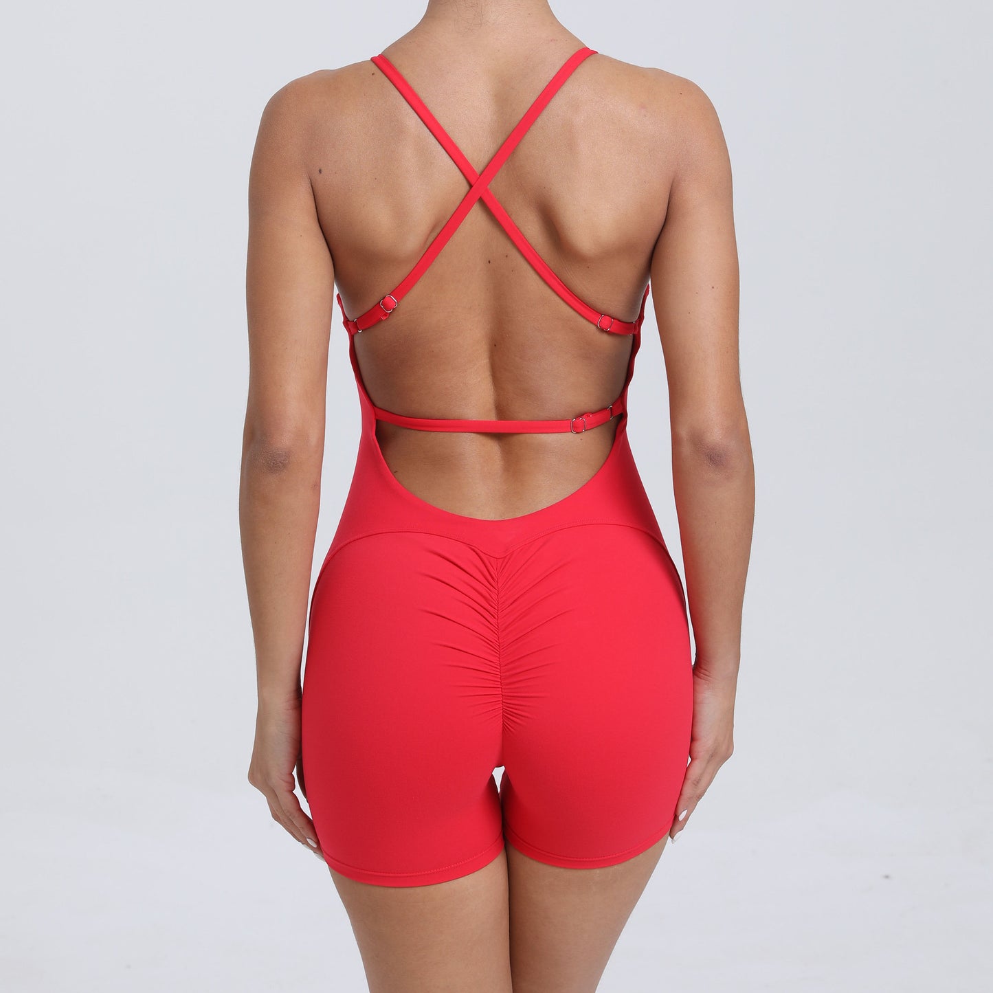 Peach Hip Raise Beauty Back Yoga Jumpsuit Women Outdoor Running Tight Sports Quick Drying Workout Clothes Red