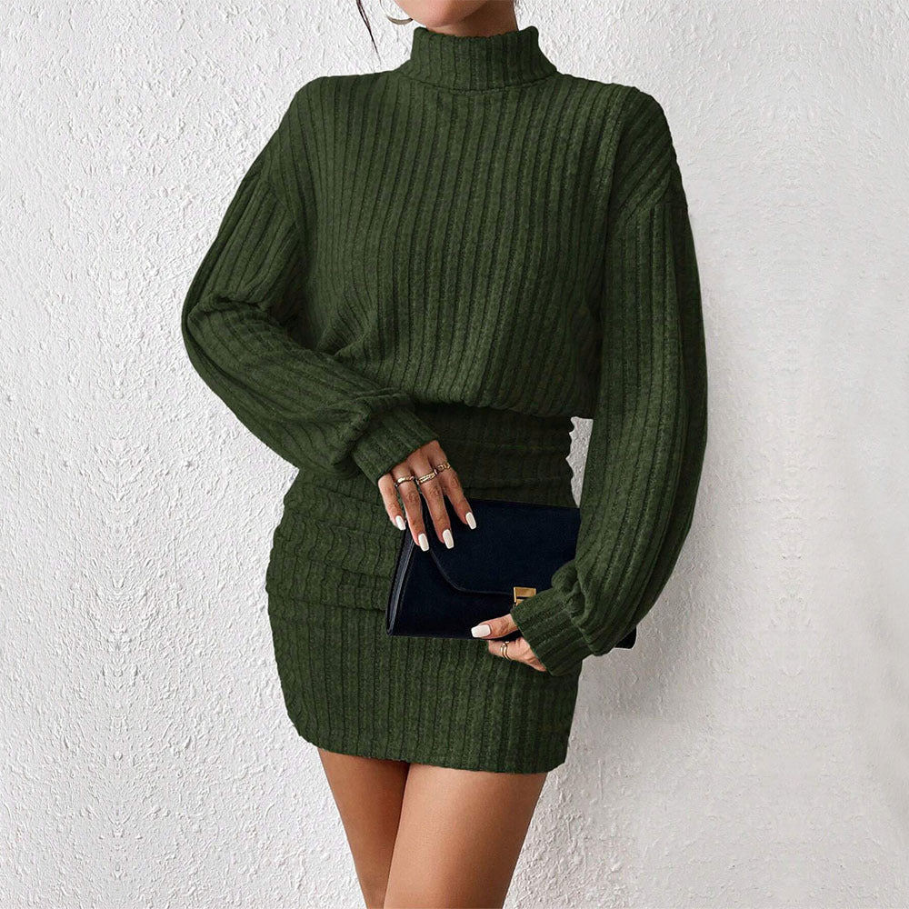 Women Clothing Adult Lady like Woman Intellectual Dress Autumn Winter Elegant Noble Cool Beautiful Elegant Slim Design Short Green