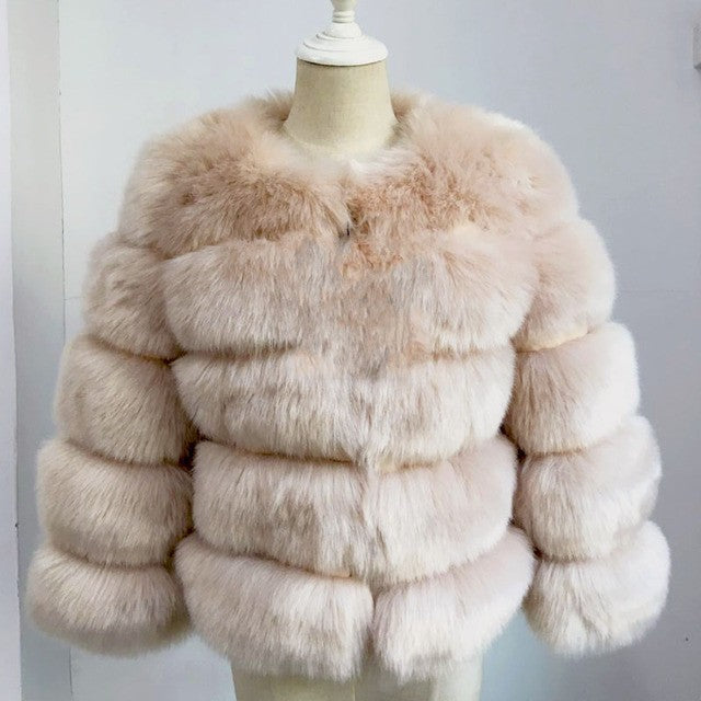 Fur in Faux Fur Faux Fur Coat Women Short Long Sleeve Fur Artificia M Camel