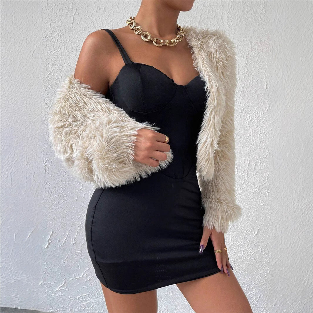 Autumn Winter Women Clothing Cardigan Fur Plush Sweater Coat