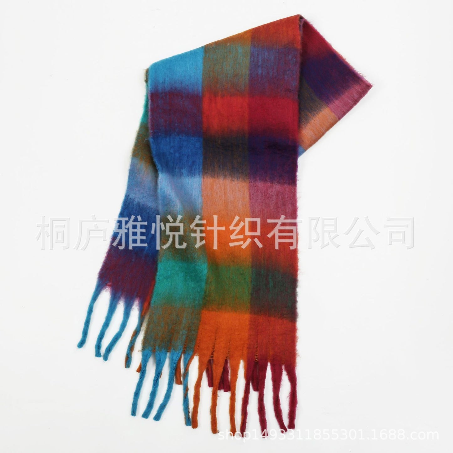 High Grade Color Plaid Scarf Women Winter Warm Scarf Mohair Thickened Scarf Shawl One Size Multi28