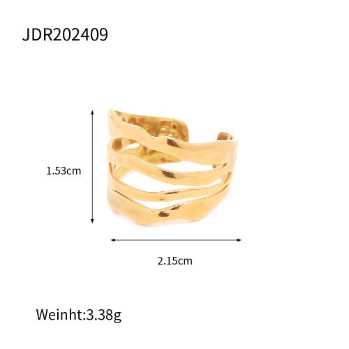 Sold Jewelry Stainless Steel Eye Catching Ring High Grade Ring Irregular Asymmetric Bracelet Rings Women One Size Jdr202409