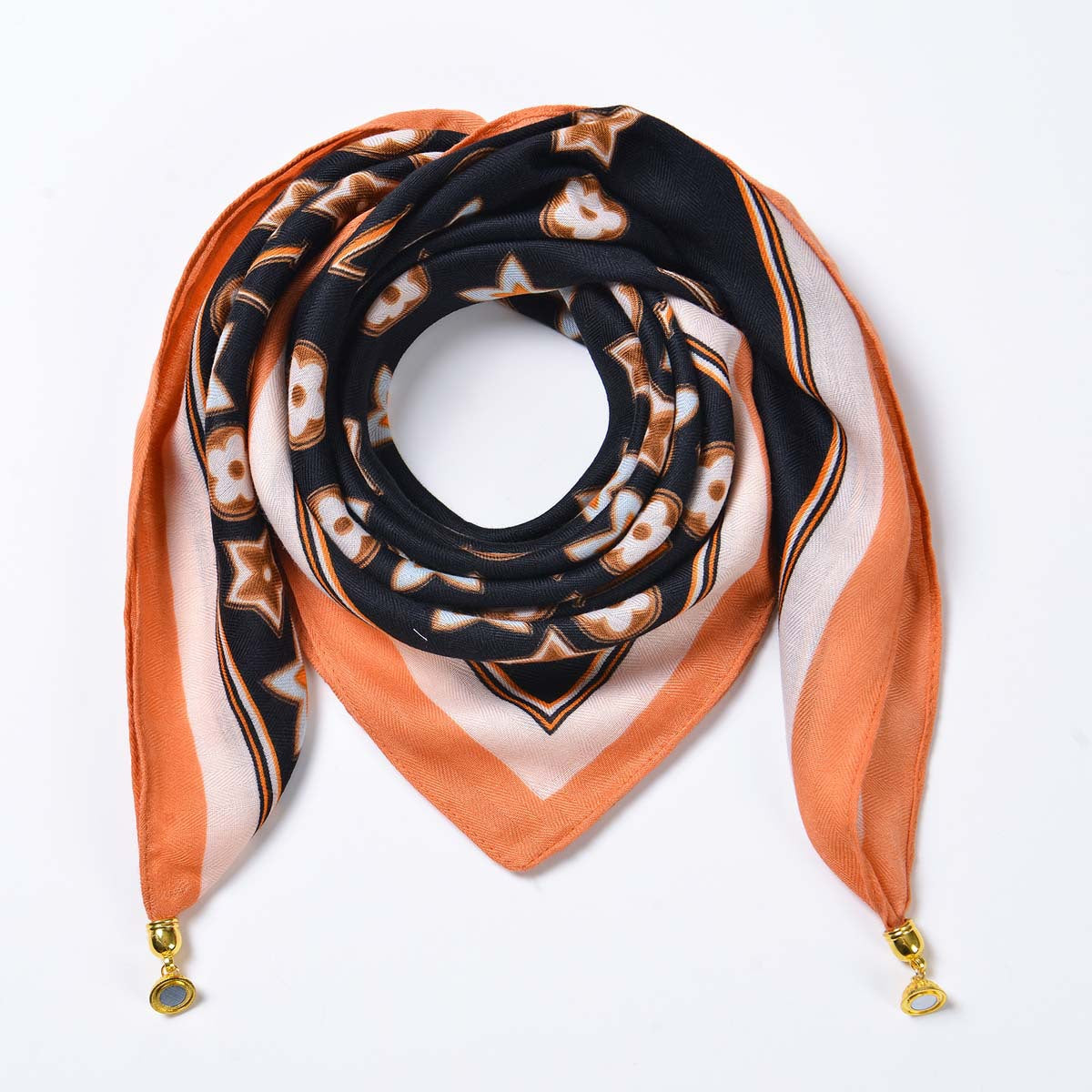 Magnetic Buckle Multi Functional Triangle Neck Scarf Women Velvet All Match Decorative Scarf One Size Multi2