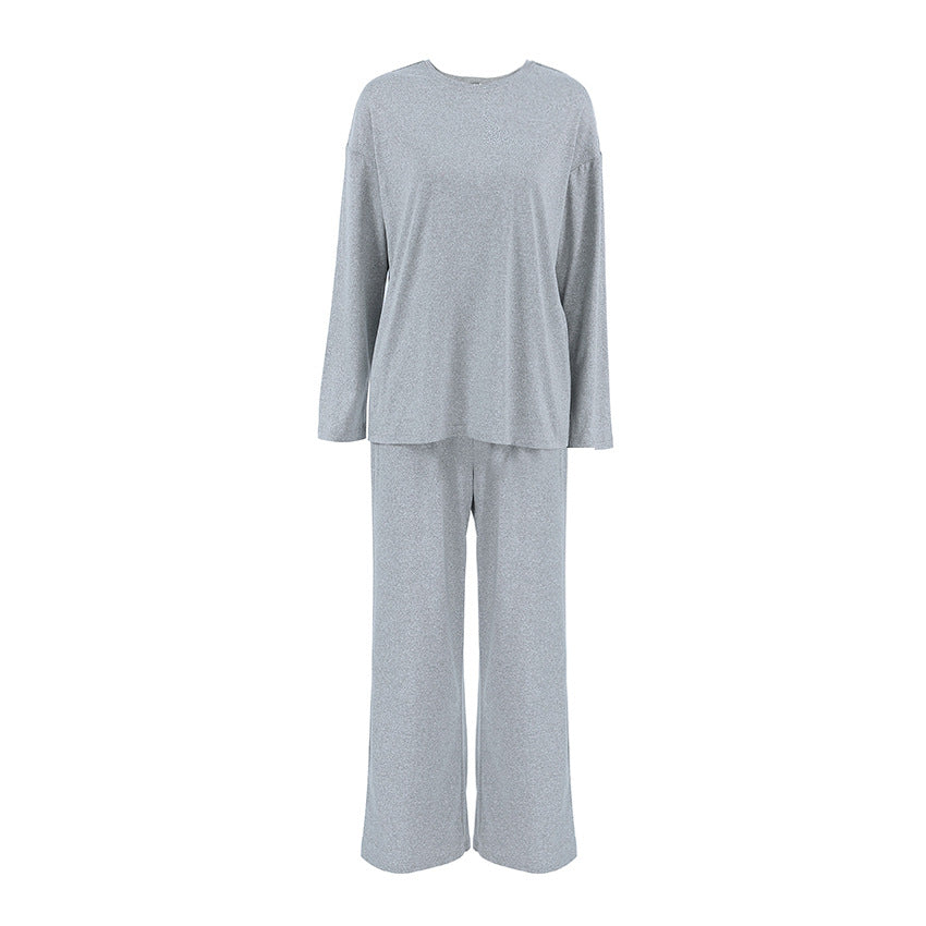 Autumn Casual Loose Long-Sleeved Trousers Pajamas Women Can Wear outside Comfortable Breathable Knitted Home Wear