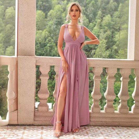 Women Summer Solid Color Maxi Dress