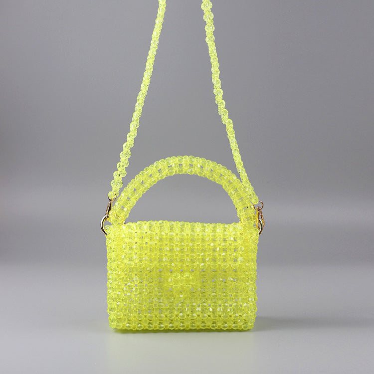 Creative Acrylic Multi Color Portable Beaded Women Bag Casual All Matching Weaving Dinner Bag