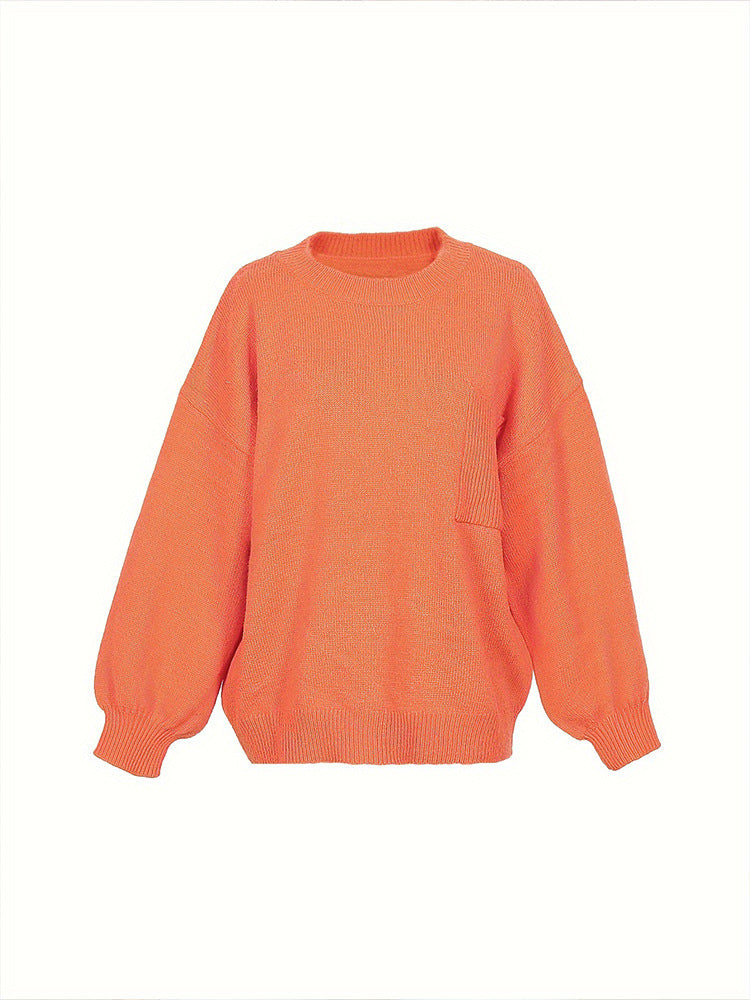 Plus Size Elegant Fashionable Outer Wear Heart Knitted Cardigan Autumn Winter Women Pullover Sweater Orange