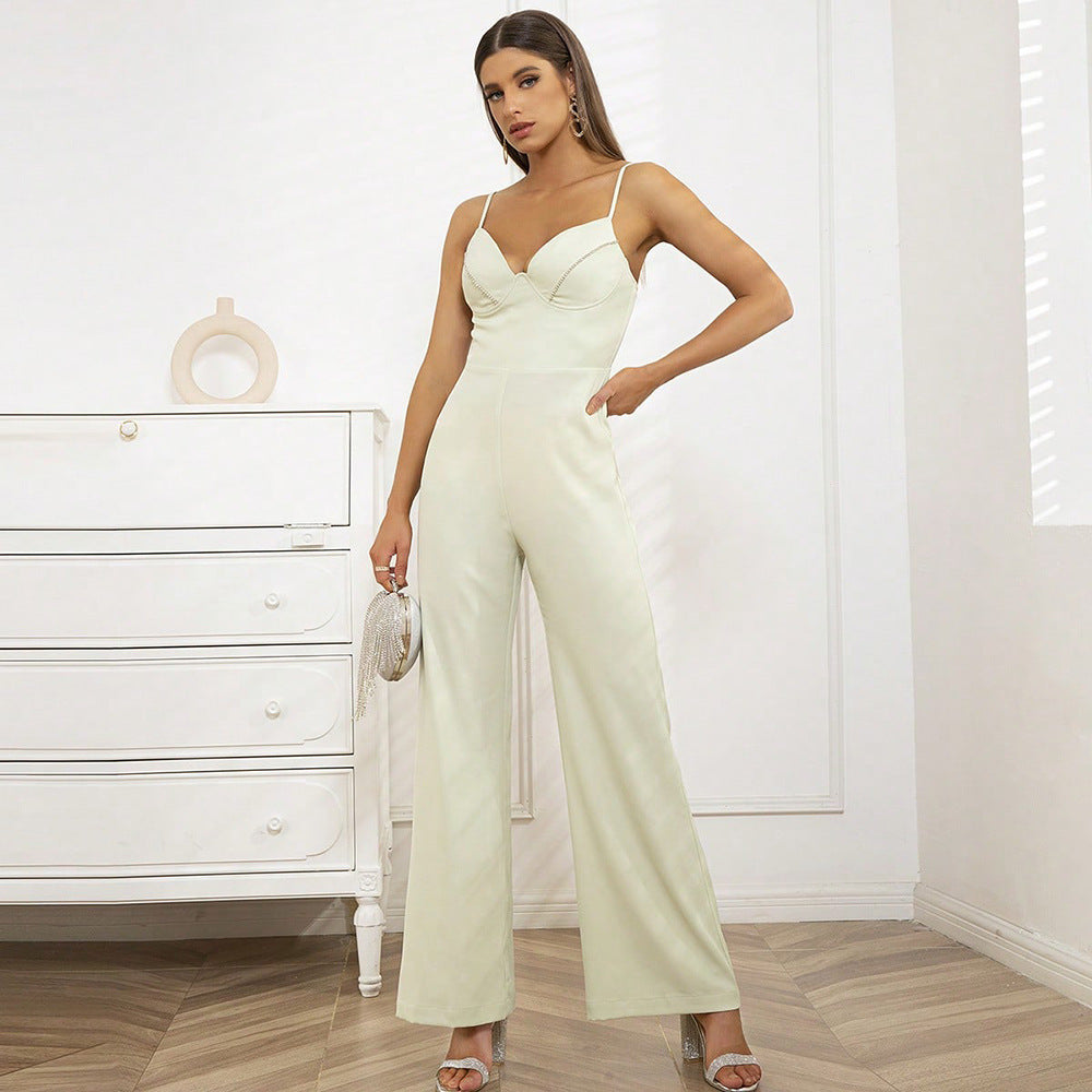 Summer Women Clothing Graceful Fashionable Jumpsuit Sling Slim Sleeveless Backless Jumpsuit