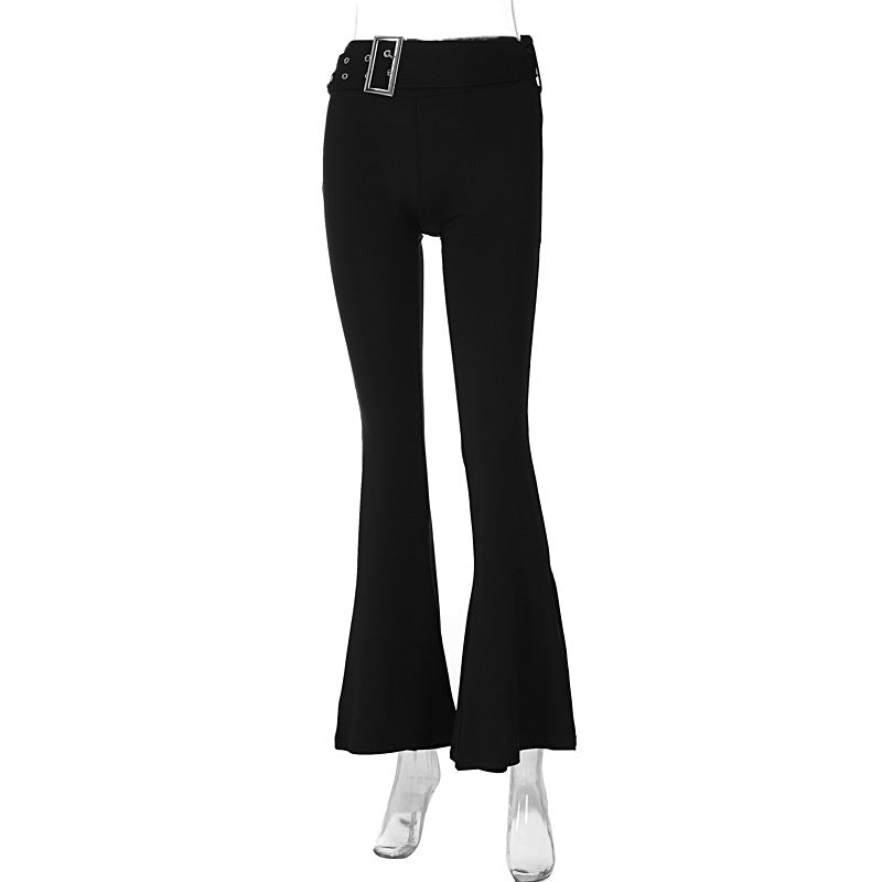 Autumn Winter Women Clothing Sexy Sexy Trend Modified Leg Shape Skinny Slimming Mid Waist Bell-Bottom Pants S Black