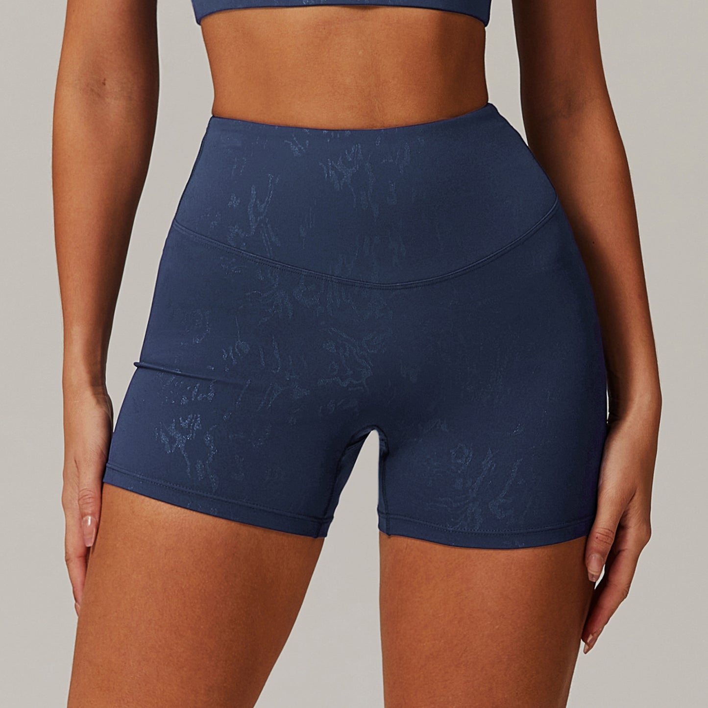 Casual Tight Yoga Shorts Women High Waist Belly Contracting Fitness Pants Running Hip Raise Sports Shorts Dark Blue