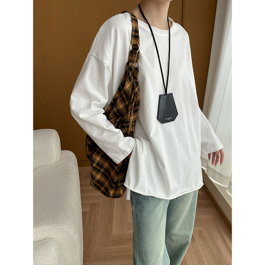 Shirt Curling with round Neck Oversized T shirt Autumn Winter