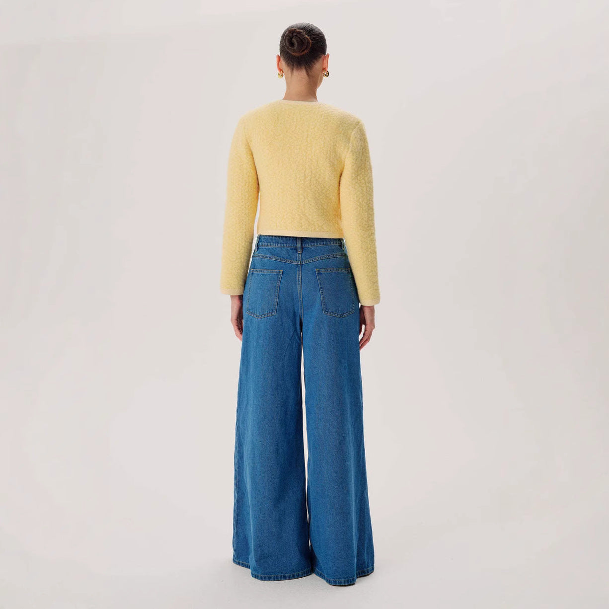 High Waist Wash Skinny Jeans Loose Wide Leg Pants Retro Mop Trousers Women