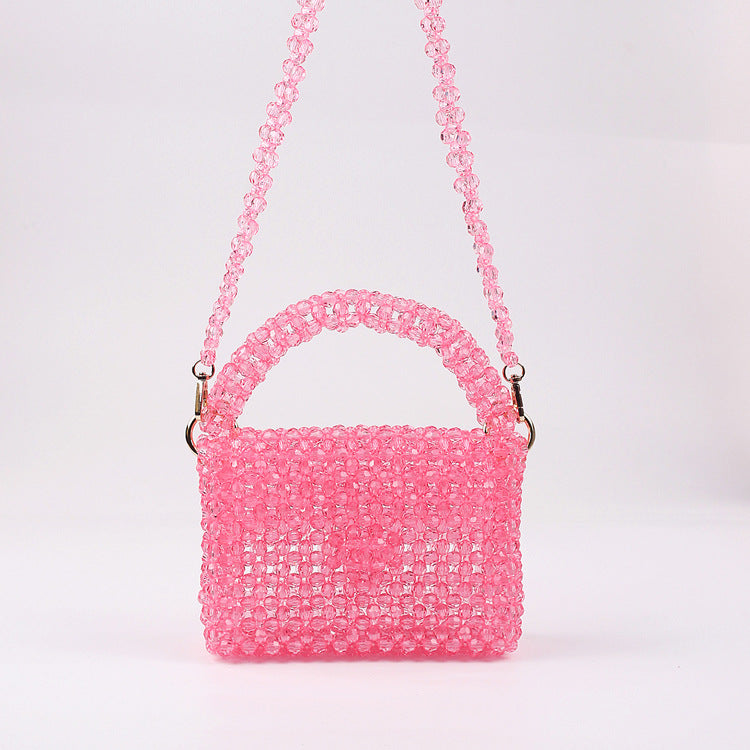 Creative Acrylic Multi Color Portable Beaded Women Bag Casual All Matching Weaving Dinner Bag