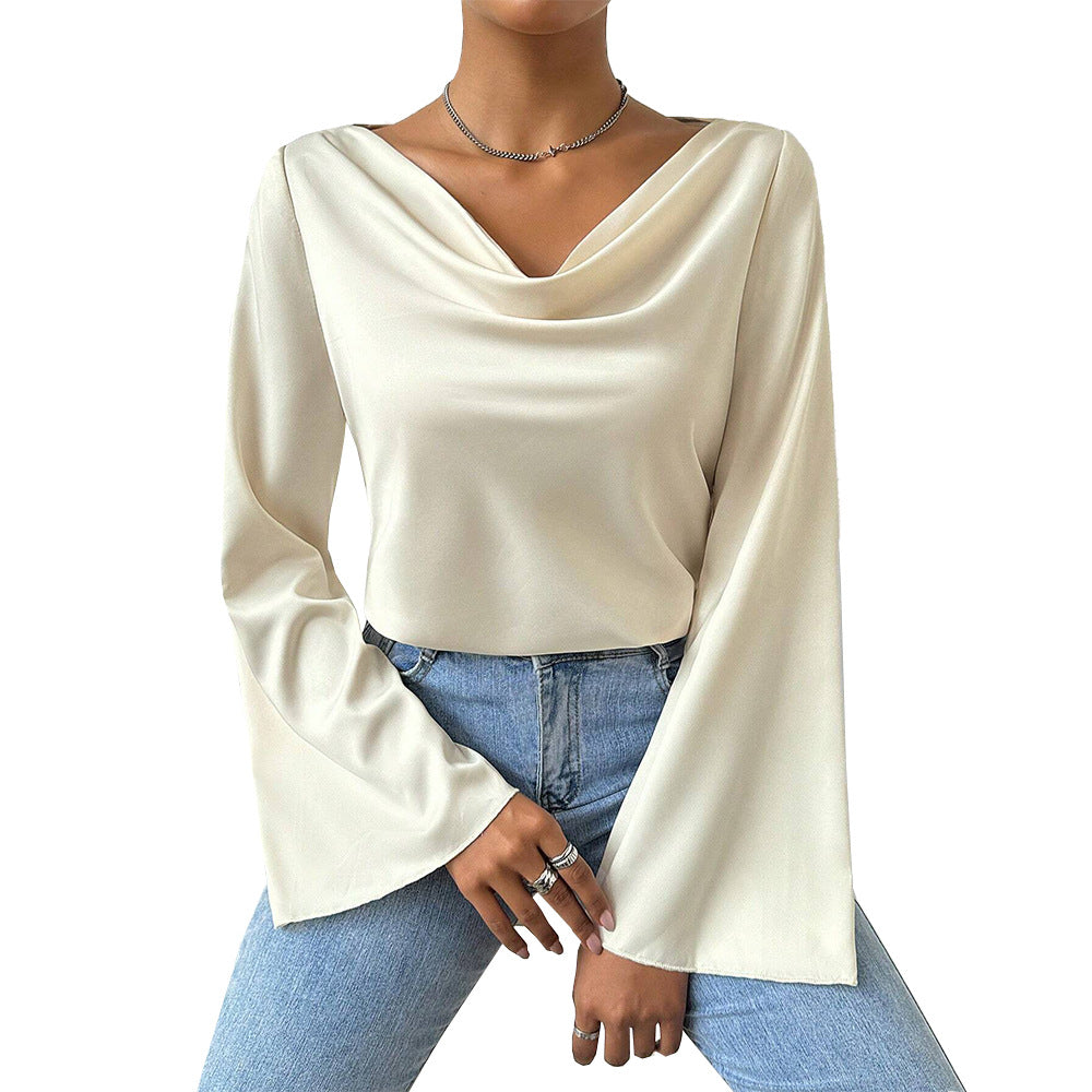 Women Clothing Adult Lady like Woman Intellectual T shirt Autumn Winter Elegant High Cold Texture Long Sleeve Top