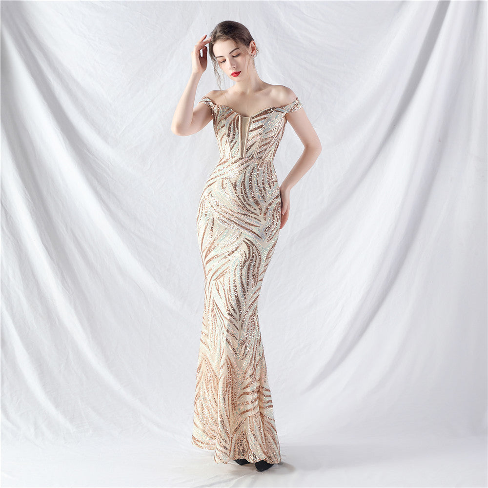 Court Boning Corset Waist Tight Vest High End Evening Dress Gold