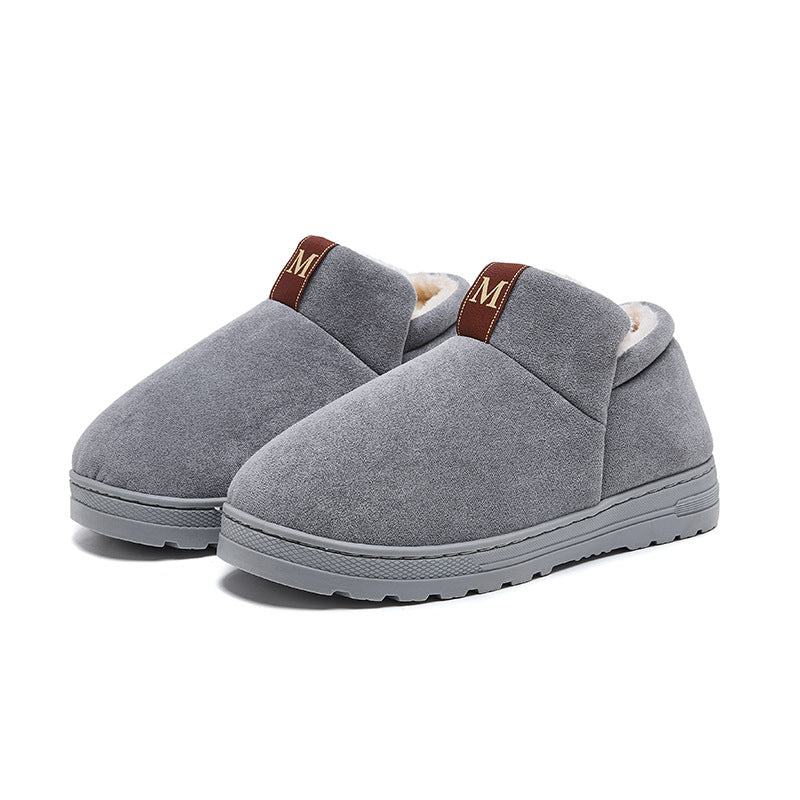 Velvet Thickened Outer Wear Snow Boots Autumn Winter Thick Bottom Home Casual M Cotton Shoes Gray