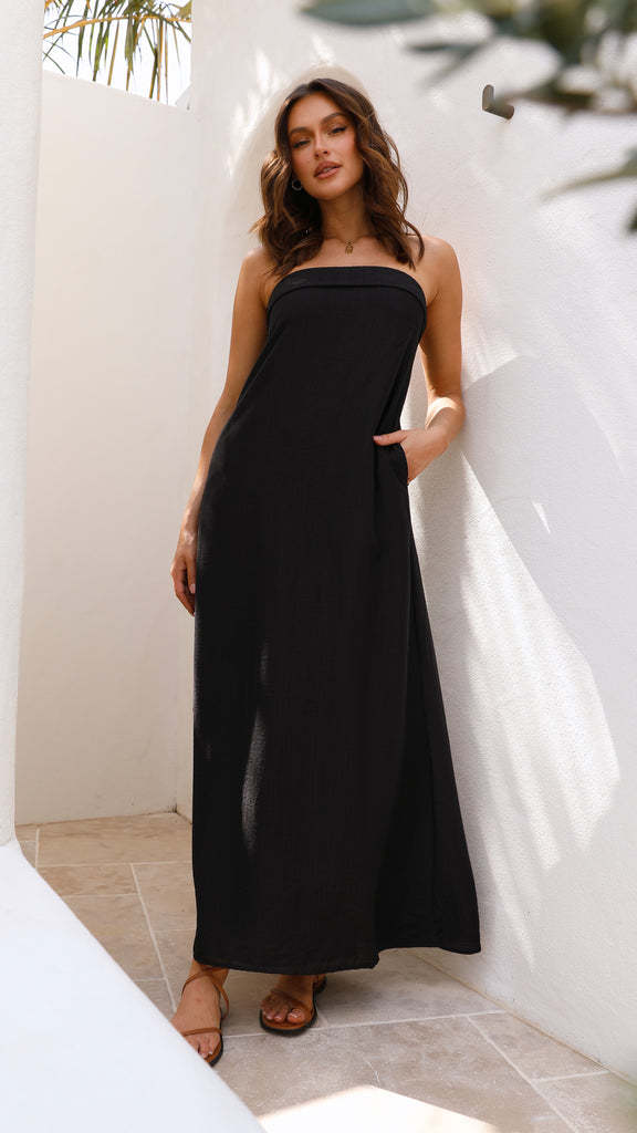 Summer Solid Color Slim Corset Graceful Satin Maxi Dress Black