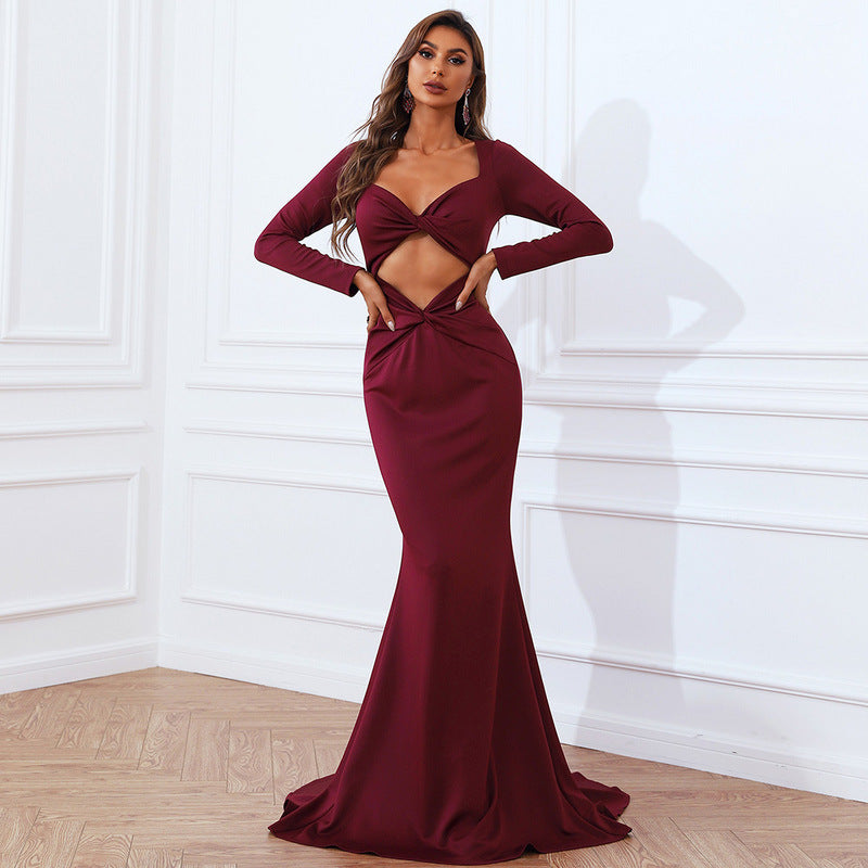 Dress Women Banquet Elegant Wedding Long Sleeve Small Trailing Ball Party Evening Dress Dress