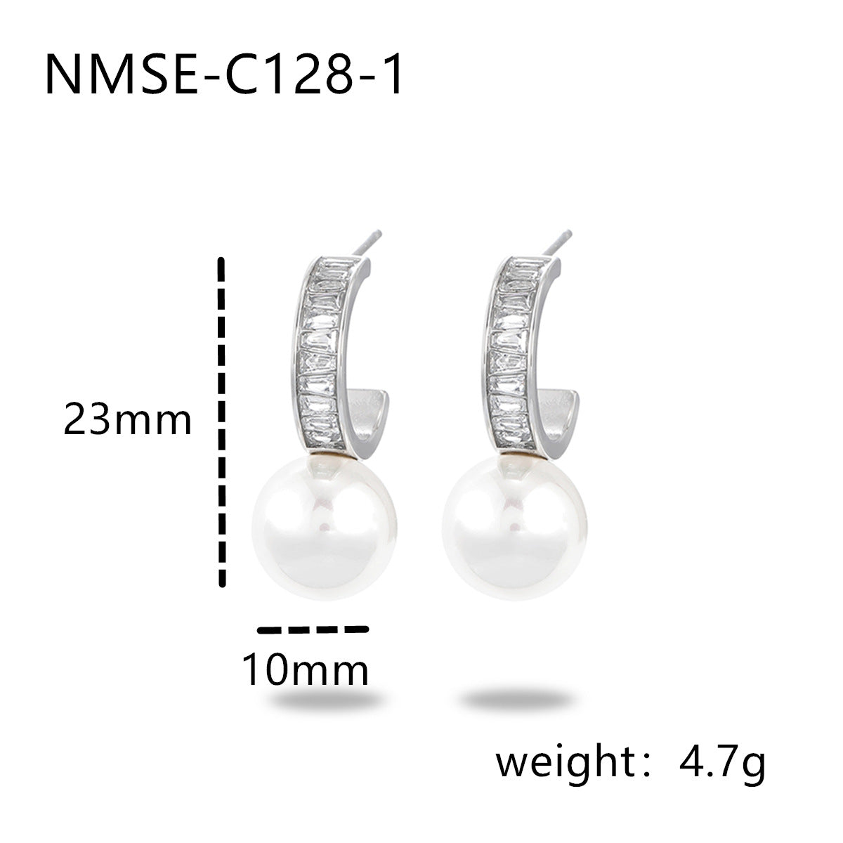 Pearl Stainless Steel Earrings Special Interest All Matching Titanium Steel Women One Size NMSE-C128-1