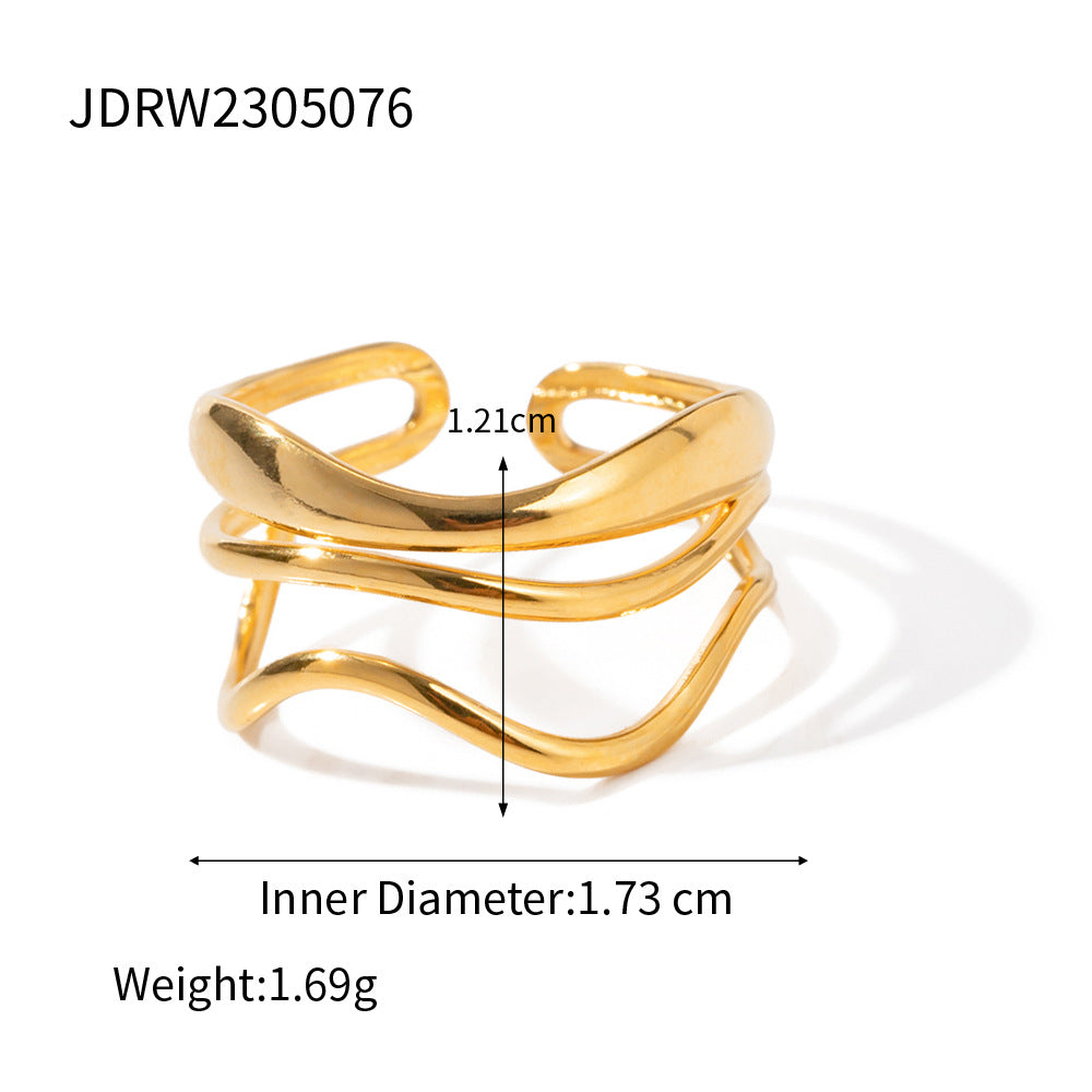 Sold Jewelry Stainless Steel Eye Catching Ring High Grade Ring Irregular Asymmetric Bracelet Rings Women One Size Jdrw2305076