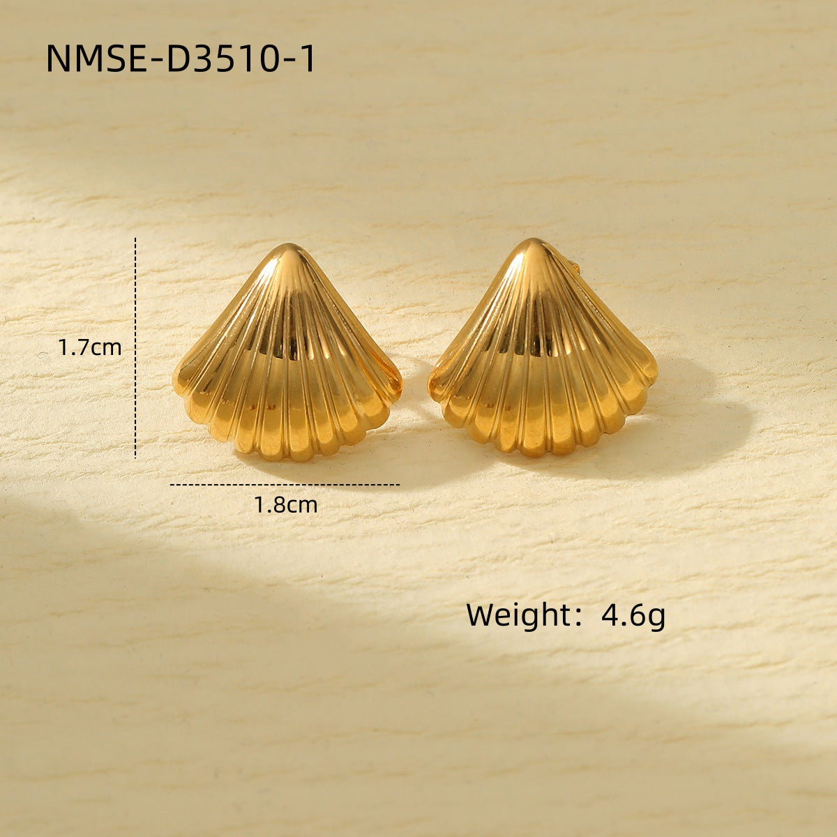 Marine Scallop Titanium Steel Earrings Affordable Luxury High Grade Personality Trendy Stainless Steel Studs Earrings One Size NMSE-D3510-1 Gold