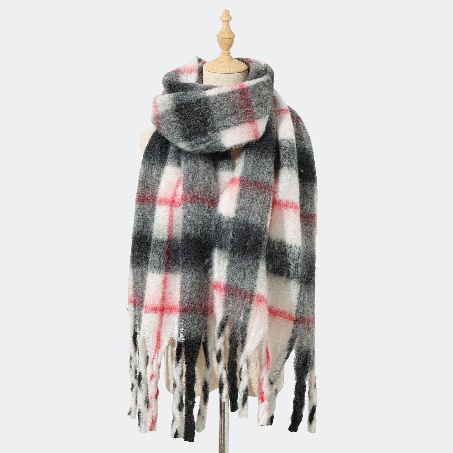 Plaid Scarf Women Winter High Grade Mohair British College Long Thick Warm Couple Scarf One Size Multi5