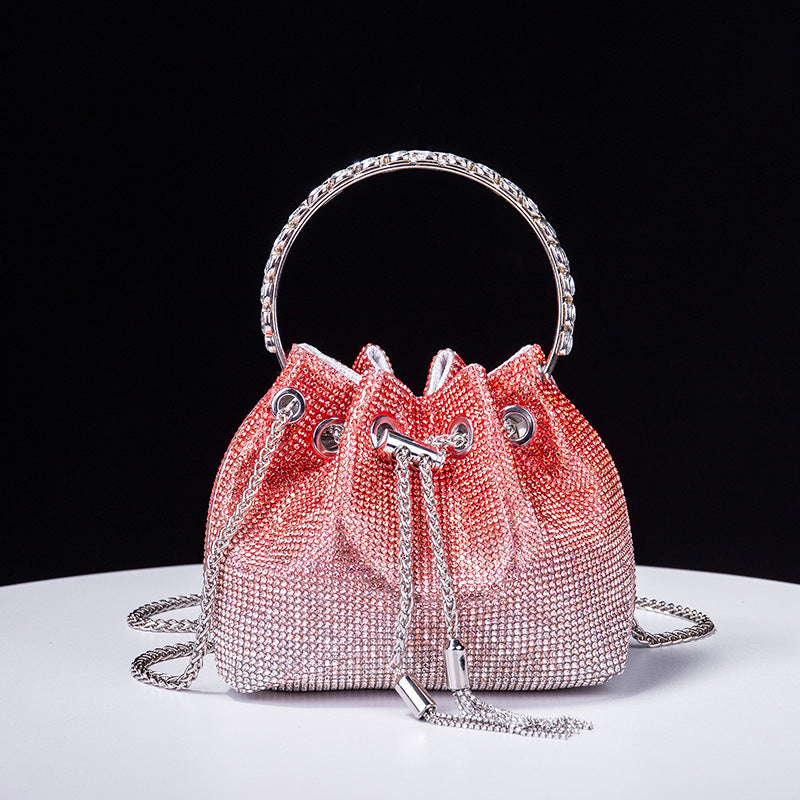 Rhinestone Premium Dinner Handbag Acrylic Women Bag Diamond Chain Bag Shoulder Bag One Size Red Gradient