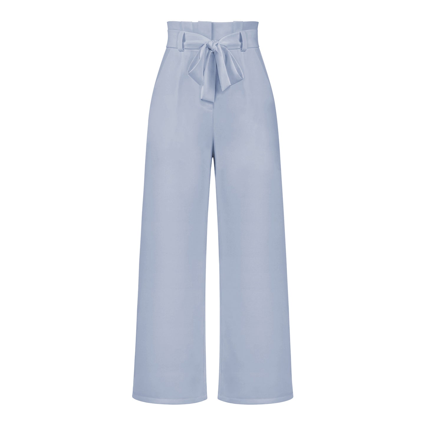 Work Pant Casual All Matching Wide Leg Trousers Belt Commuting Pants Summer Blue