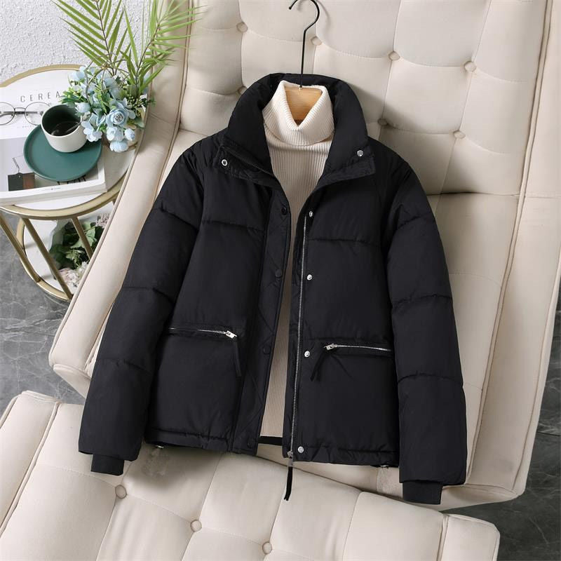 Cotton Padded Jacket Women Short Winter Winter Coat Coat Thick Loose Cotton Padded Jacket Black