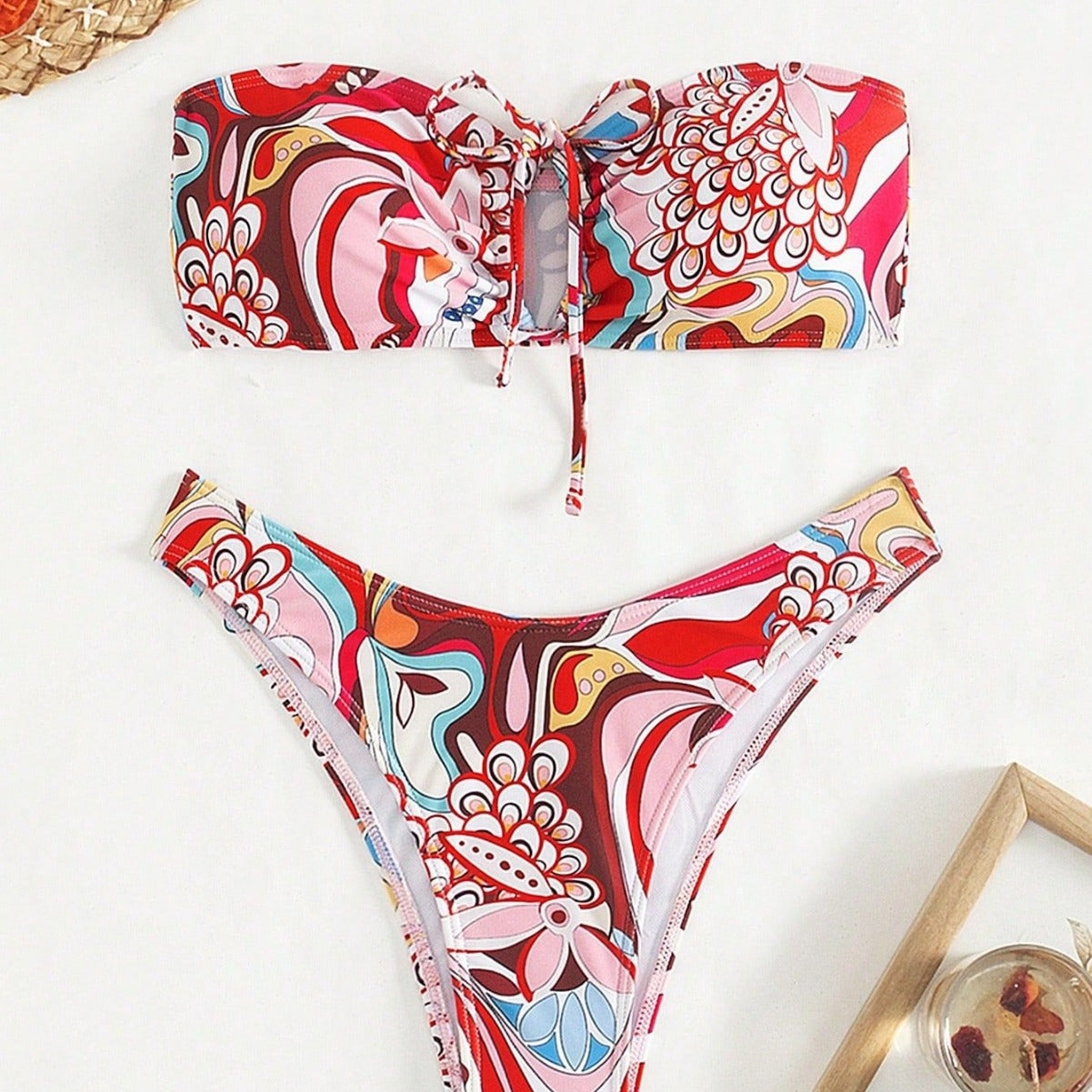 Summer Tube Top Swimsuit Strapless Sexy Women Swimsuit Printed Summer Beach Swimsuit