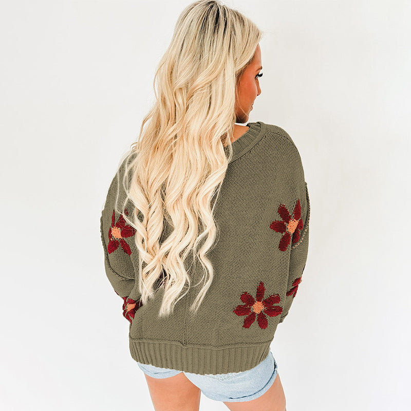 Floral Pullover Women Comfort Casual Pullover Long Sleeve Top Women