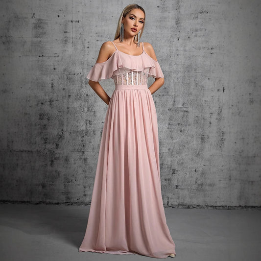 Strap Evening Dress Camisole Slim Bridesmaid Sisters Dress Party Backless Elegant Dress Annual Party Evening Dress