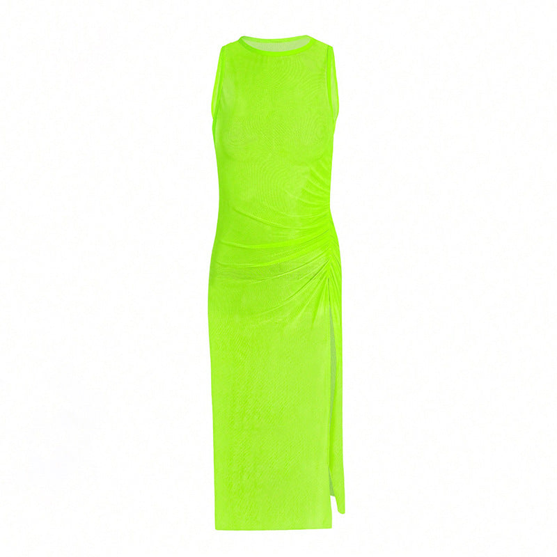 Women Long Sunscreen Swimwear Fluorescent Green Blouse