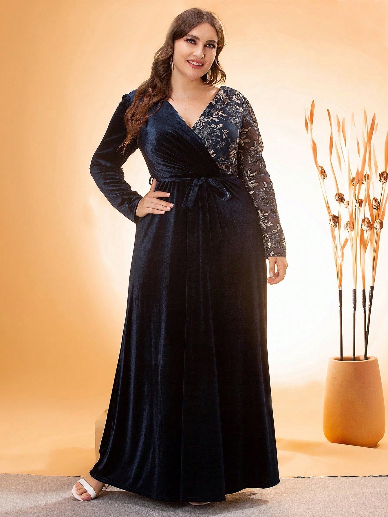 Plus Size V neck Evening Dress Cocktail Ball Host Formal Dress Multi