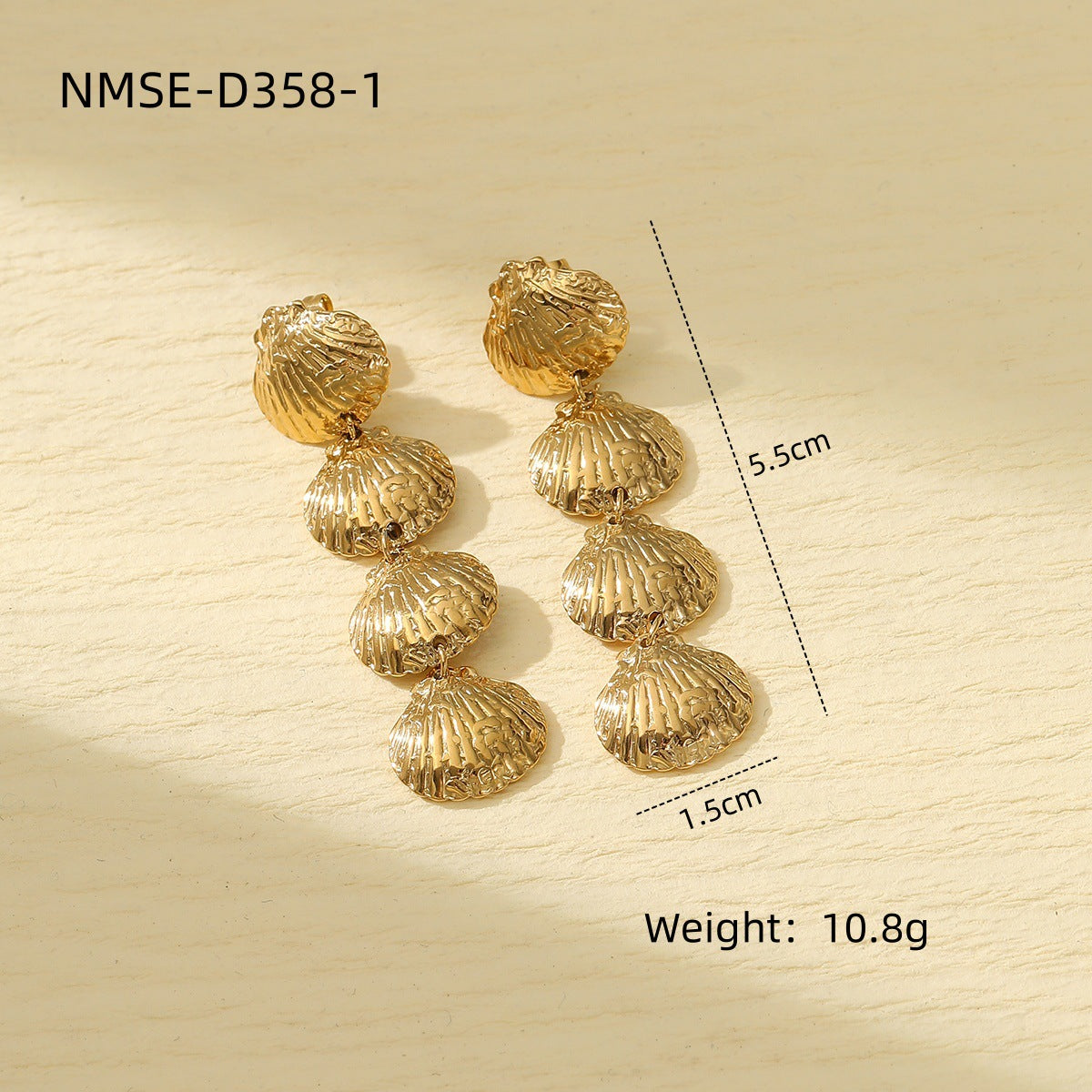 Marine Scallop Titanium Steel Earrings Affordable Luxury High Grade Personality Trendy Stainless Steel Studs Earrings One Size NMSE-D358-1 Gold