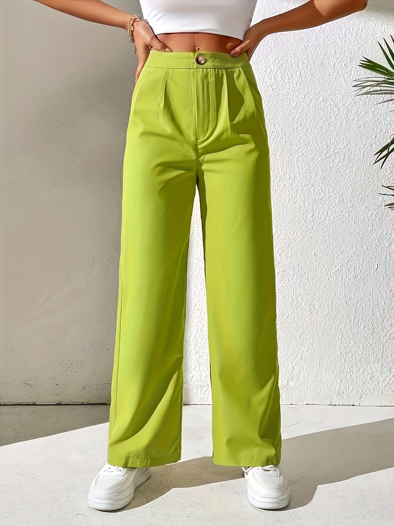 Autumn Winter tailored trousers Women High Waist Drooping Loose Straight Slimming Casual Mop Pants Yellow