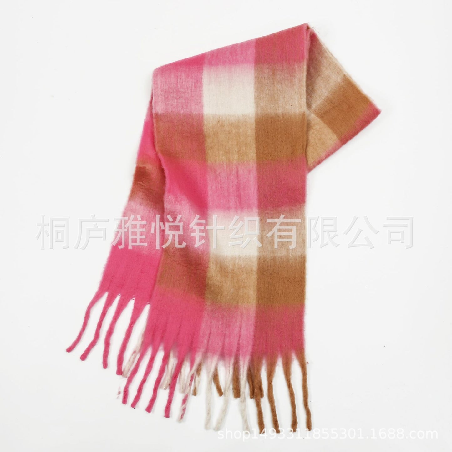 High Grade Color Plaid Scarf Women Winter Warm Scarf Mohair Thickened Scarf Shawl One Size Multi19