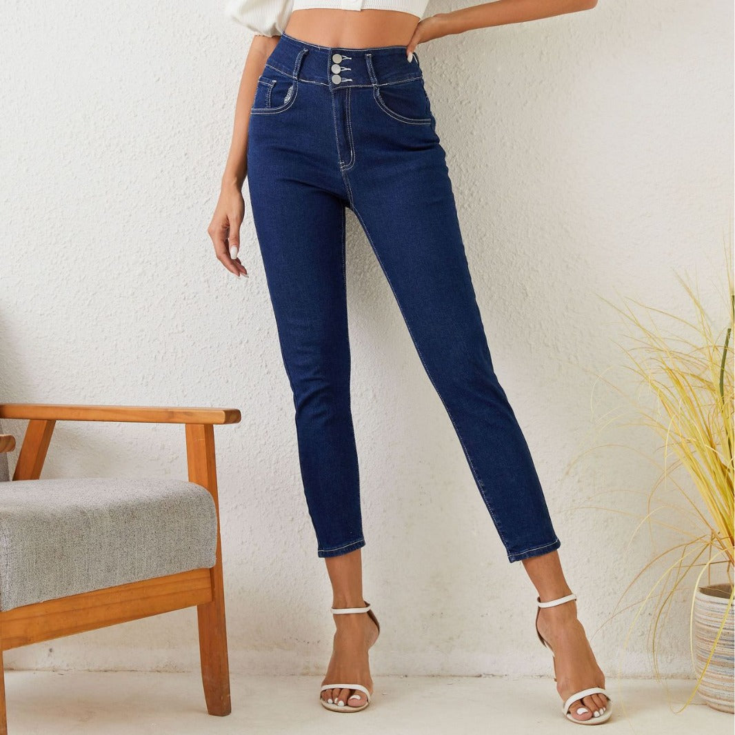 Popular High Waist Stretch Jeans Women Pencil Pants Slimming High Sexy Slim Pants Casual