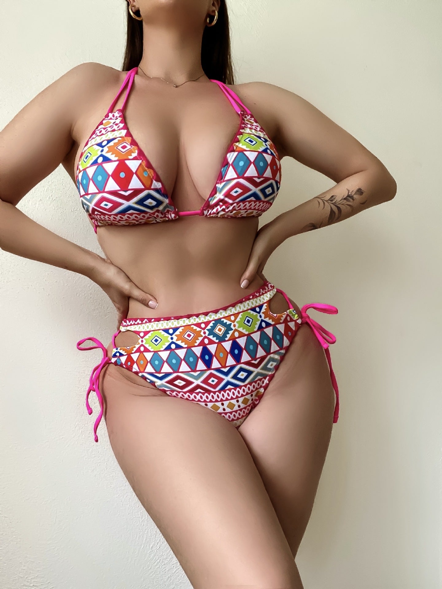 Women Lace up Bikini Sexy Swimsuit Multi